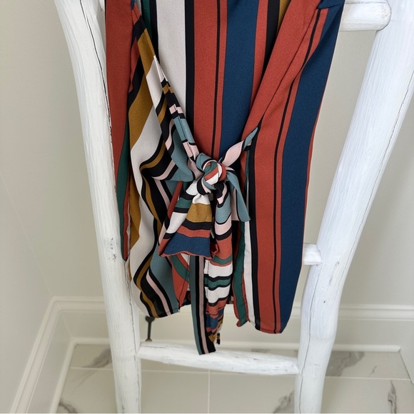 Vici Just a Dream Multicolor Striped Wrap Mini Dress Size Small - Picture 7 of 12